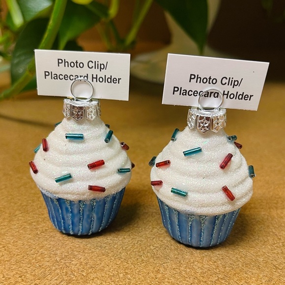 Cupcake Glass name place holder/photo/Ornament 4 Ct New - Picture 9 of 11